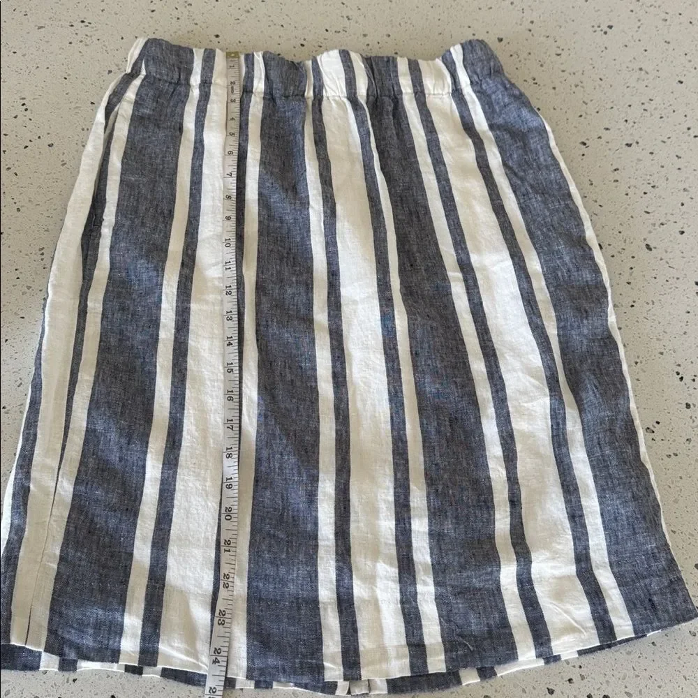 J. Crew Classic Blue and White Striped 100% Linen Skirt Women’s Size Medium Tall